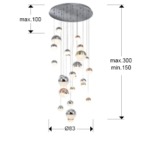 Подвесной светильник Sphere LED 27L Ø80 DIM BLUETOOTH CCT цветной