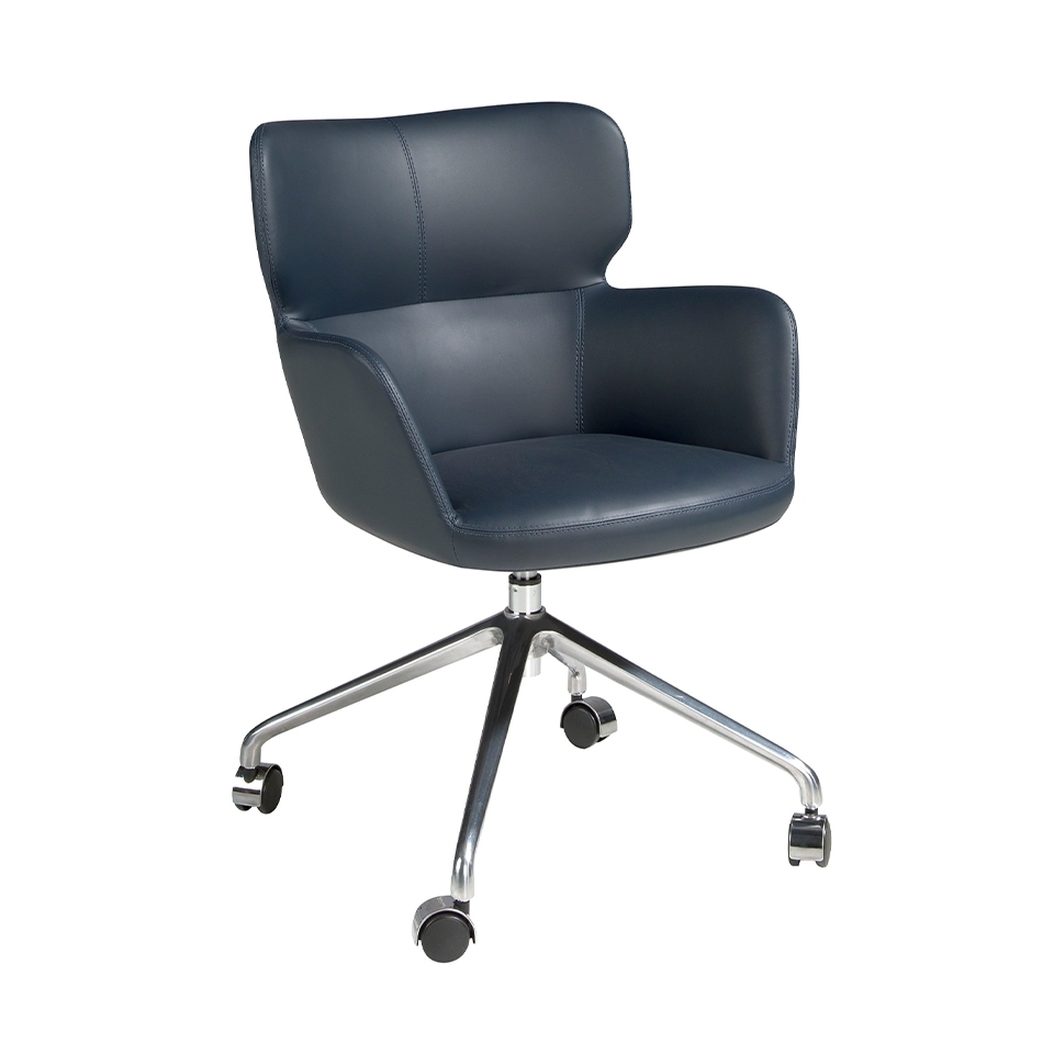 Поворотный офисный стул 4110/A208-5C синий с подлокотниками