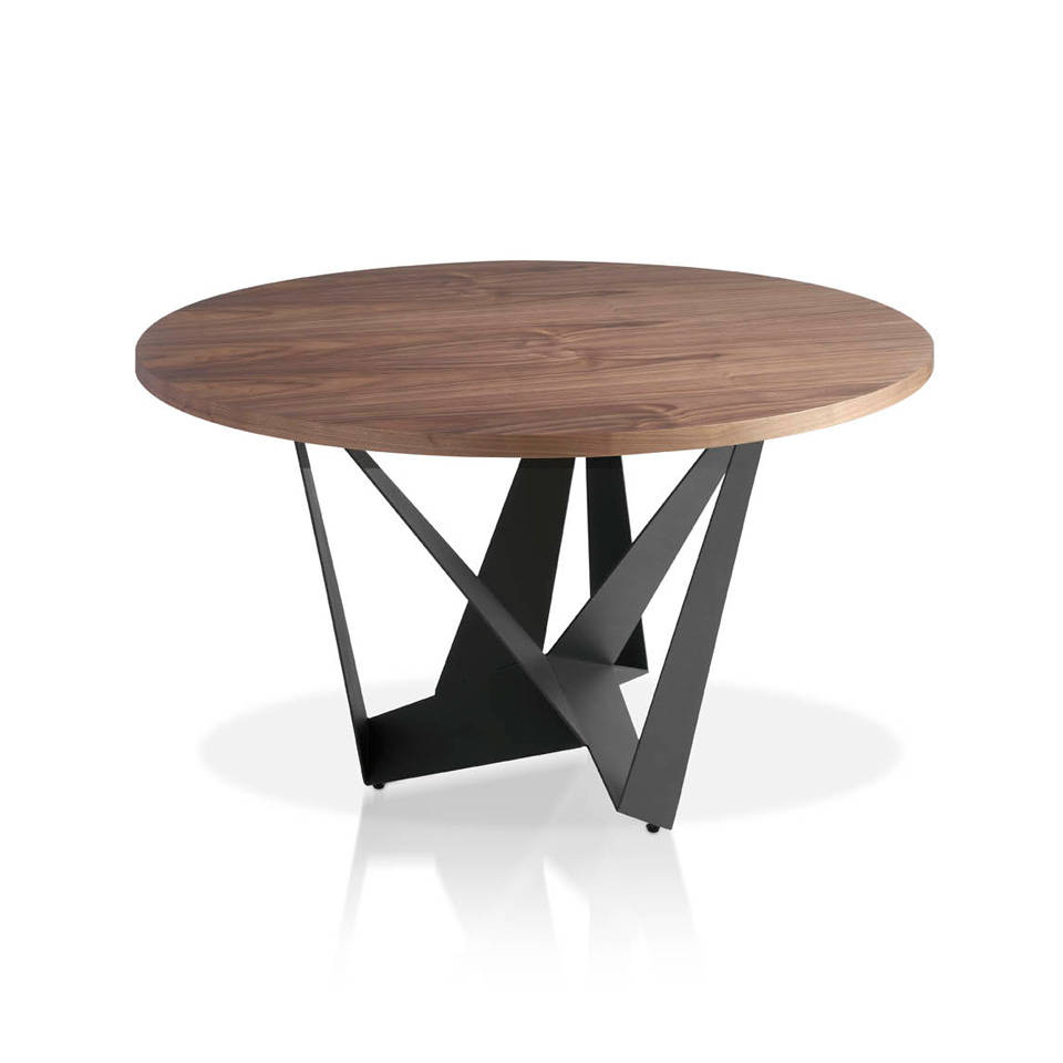 Круглый обеденный стол из ореха и черной стали CT2061R-NOGAL /1046 Ø150