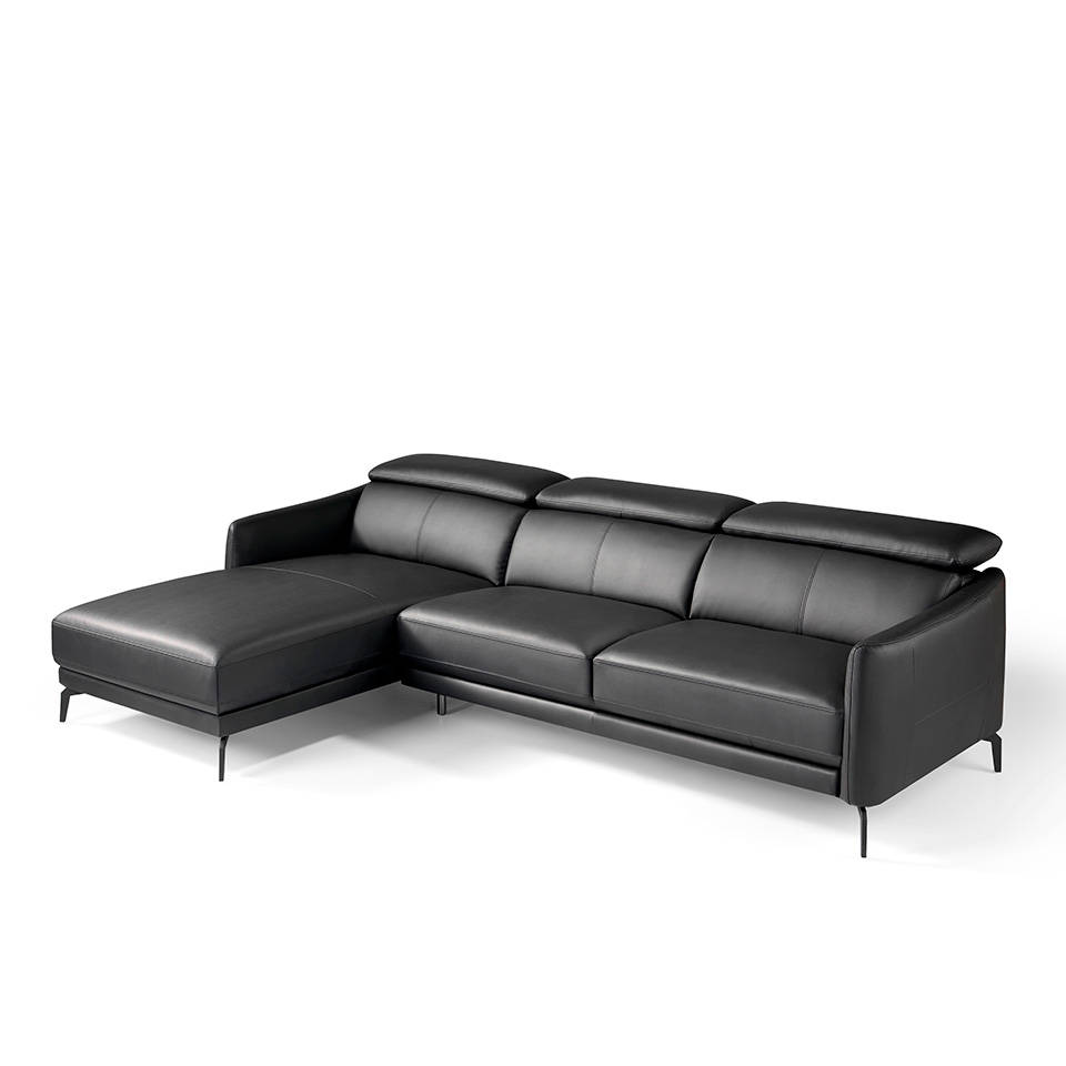 Угловой диван 5359-L /6040 черный кожаный