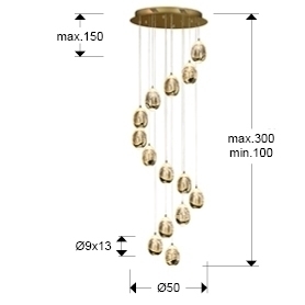 Люстра Rocio LED 14L DIM BLUETOOTH золотая