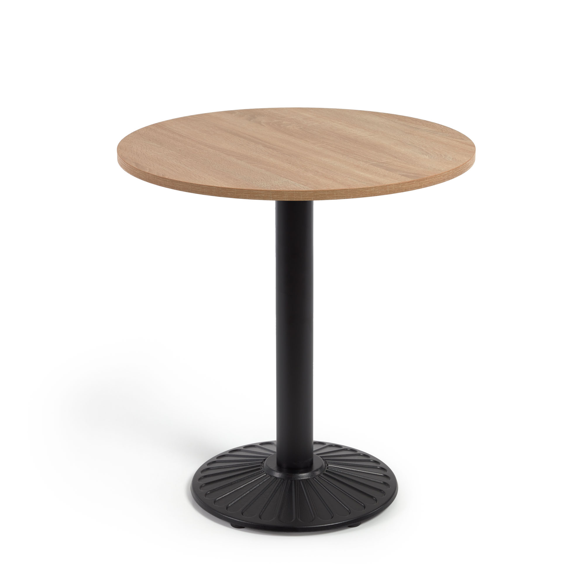 Круглый стол Tiaret из меламина в натуральной отделке с черной металлической ножкой Ø 69,5 см