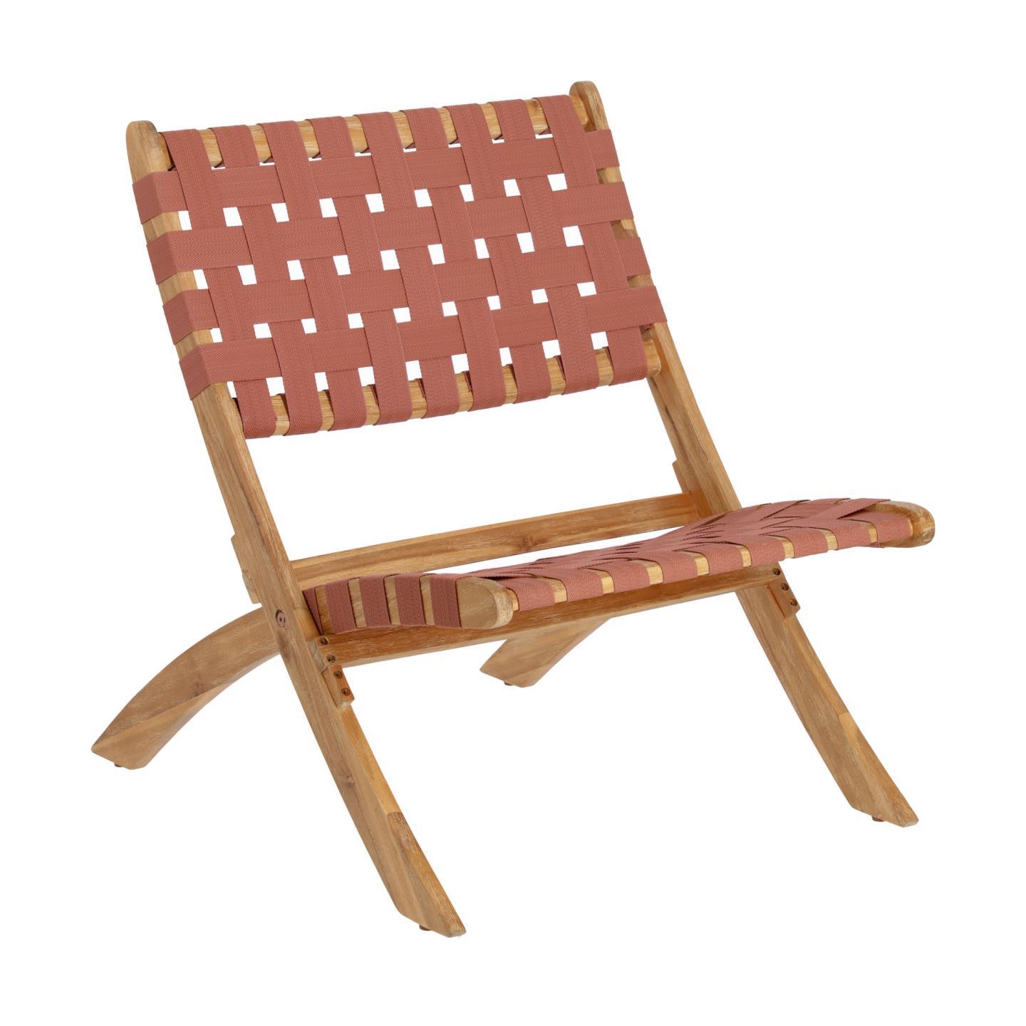 Складное кресло Chabeli из дерева акации и розового корда