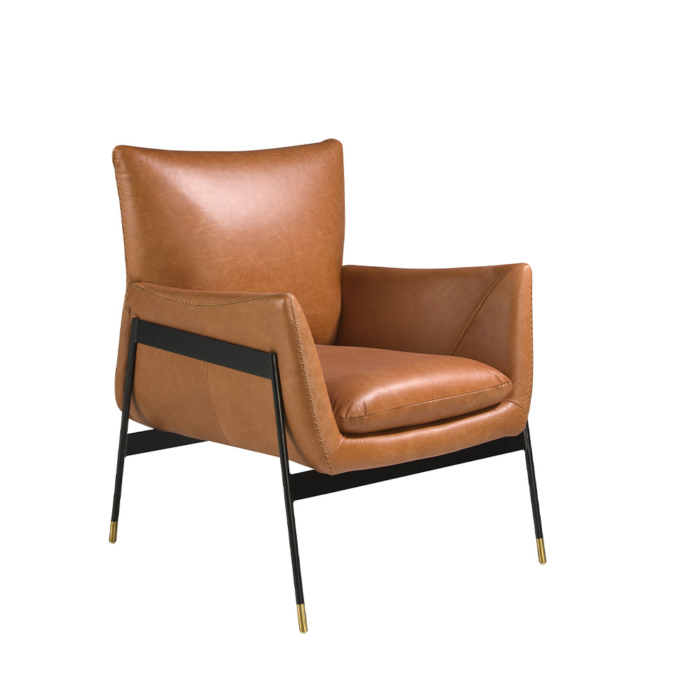 Кресло 5091/KF-A002-M2851 кожаное с черными стальными ножками