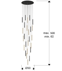 Подвесной светильник Varas 25L черно-золотой 500 см