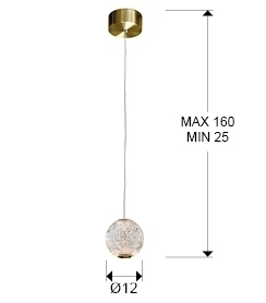 Подвесной светильник Austral LED 1L Ø12 золото