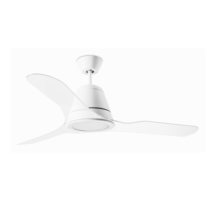 Потолочный вентилятор с освещением Tiga ярко-белый/прозрачный