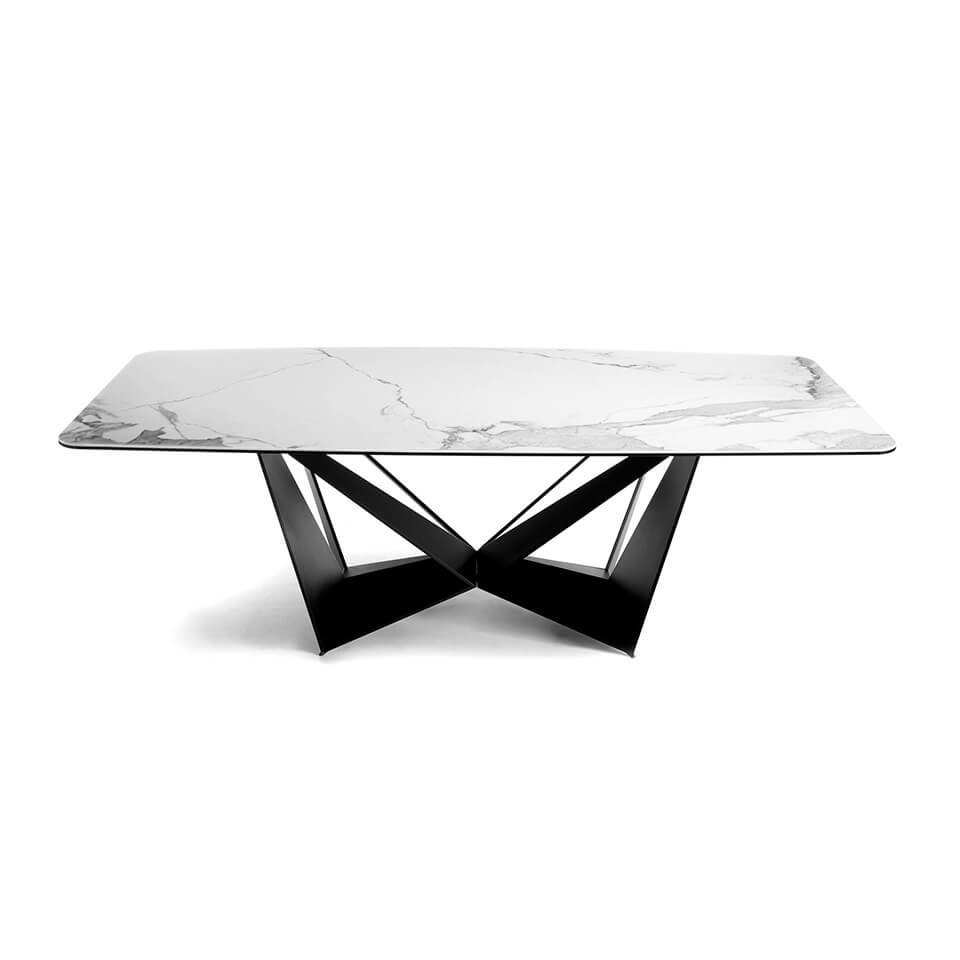 Стол обеденный керамический CT2061-RE-MARMOL - Negro /1053 черные ножки 220 x 120 x 75