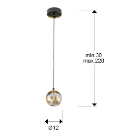 Подвесной светильник Dark 1L 12D черно-латунный