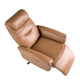 Кресло-реклайнер поворотное 5115/KM6011-M5671 из коричновой кожи