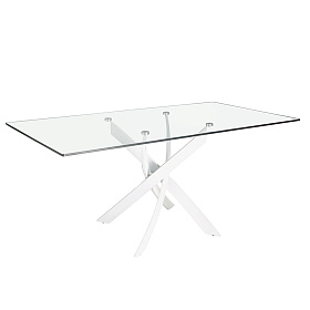 Прямоугольный обеденный стол 1138/F2133-BLANCO 150x95 стеклянный с белыми ножками