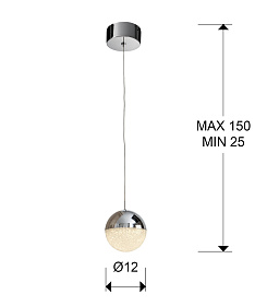 Подвесной светильник Sphere 1L Ø12 хром