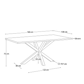 Стол Arya 160x100 сталь натуральный