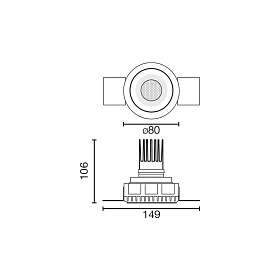 Tulipa Черный встраиваемый даунлайт без рамки 10W 24° 2700K CRI90 casambi