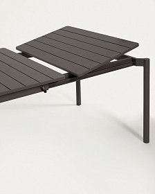Раздвижной алюминиевый стол для улицы Zaltana с матовой черной отделкой 180 (240) x 100 см