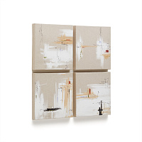 Selnir Набор из 4 картин на льняной основе белого и бежевого цвета 30 х 30 см