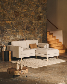 Debra 2-местный модульный диван из перламутровой синели с ножками натурального цвета