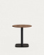 Dina Круглый стол из меламина с ореховой отделкой и черной металлической ножкой Ø 68x70 с