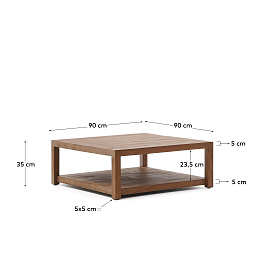 Приставной столик Sashi из массива тикового дерева 90 x 90 см