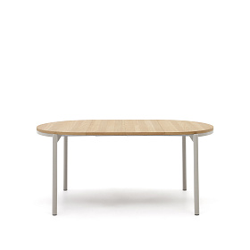 Montuiri Круглый раздвижной стол из дубового шпона с ножками серого цвета, Ø90(130) см