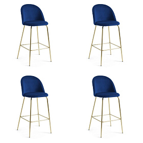 4 барных стула Mystere (комплект) синий бархат