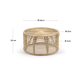 Круглый журнальный столик Kohana из ротанга с натуральной отделкой Ø 65 см