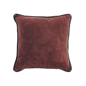 Чехол для подушки Julina из 100% хлопка и бархата красного цвета с зеленой каймой 45 x 45 см