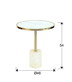 Столик приставной Dekala Ø46 белый/золотой 