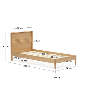 Lenon Кровать из шпона дуба для матраса 90 x 200 см