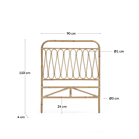 Caterina Изголовье из ротанга с натуральной отделкой для кроватей 90 см