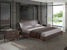 Кровать 7159/GC1713 из экокожи шоколадно-коричневого цвета