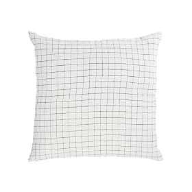 Чехол для подушки Maialen из 100% льна с белыми квадратами и черной сеткой 45 x 45 см