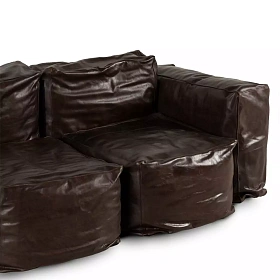 Трехместный диван Buffy из коричневой кожи