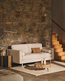 Debra 2-местный диван из перламутровой синели с ножками натурального цвета