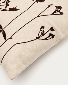 Teresita Чехол на подушку 100% хлопок белый с коричневой вышивкой 30 х 50 см