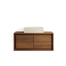 Kenta Мебель для ванной из массива тика с ореховой отделкой, 90 x 45 см