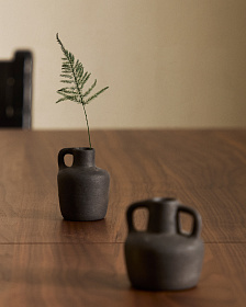 Sofra Набор из 3 терракотовых ваз с черной отделкой, 6 см / 7 см / 10 см