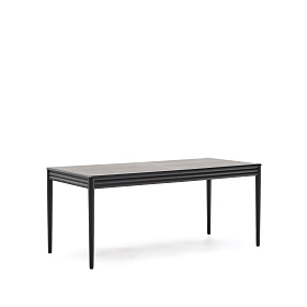 Раздвижной стол Lenon черный из шпона и массива дуба 160(240)x90