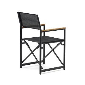 Llado Складной стул из черного алюминия с подлокотниками из массива тика