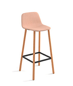 Барный стул Maarten Four Wooden Legs Counter Stool Base низкая спинка с гладкой обивкой