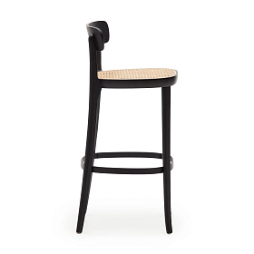Romane Барный стул из бука с черной отделкой шпона ясеня и сиденьем из ротанга 75 см