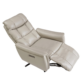 Поворотное кресло-реклайнер 5114/KM-A6010-M565 серое кожаное