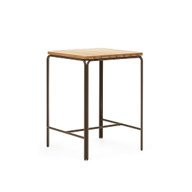 Salguer Барный столик из массива акации и коричневой стали Ø 70 x 70 см
