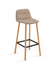 Барный стул Maarten Four Wooden Legs Counter Stool Base низкая спинка с мягкой обивкой