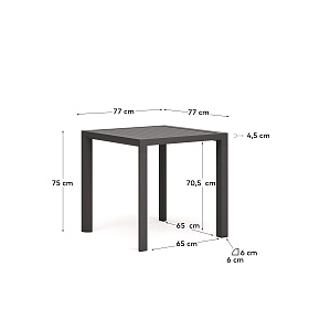 Culip Алюминиевый уличный стол с порошковым покрытием серого цвета 77 x 77 см
