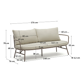 Bramant 2-местный диван из стали с лиловой отделкой 175,5 см