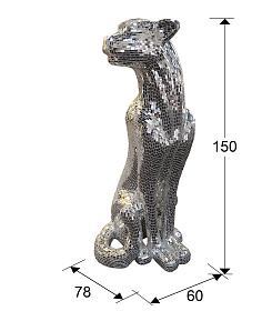 Декоративная фигура леопарда Baguira серебряная правая