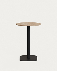 Dina Высокий круглый стол из меламина с натуральной отделкой и черной металлической ножкой  Ø60x96