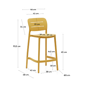 Уличный полубарный стул Morella из горчичного пластика 65 см