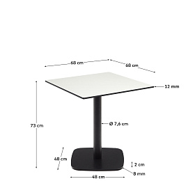 Dina Уличный стол белый на черном металлическом основании 68 x 68 x 70 см